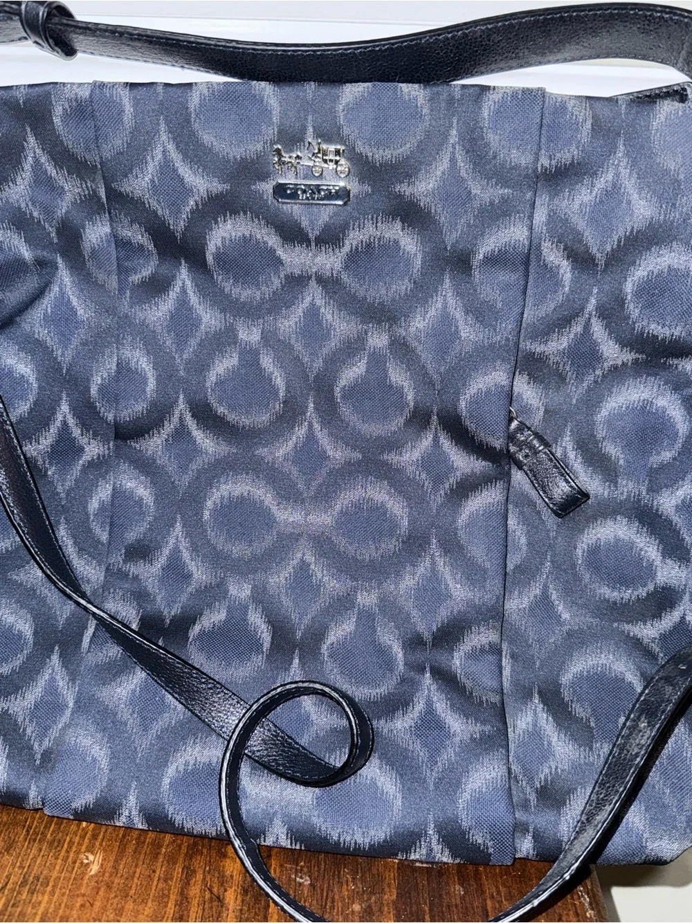 Coach Navy Signature Jacquard Shoulder Bag